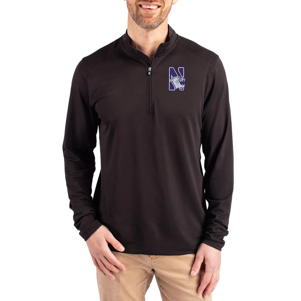 Men's Cutter & Buck Black Northwestern Wildcats Virtue DryTec Quarter-Zip Pullover