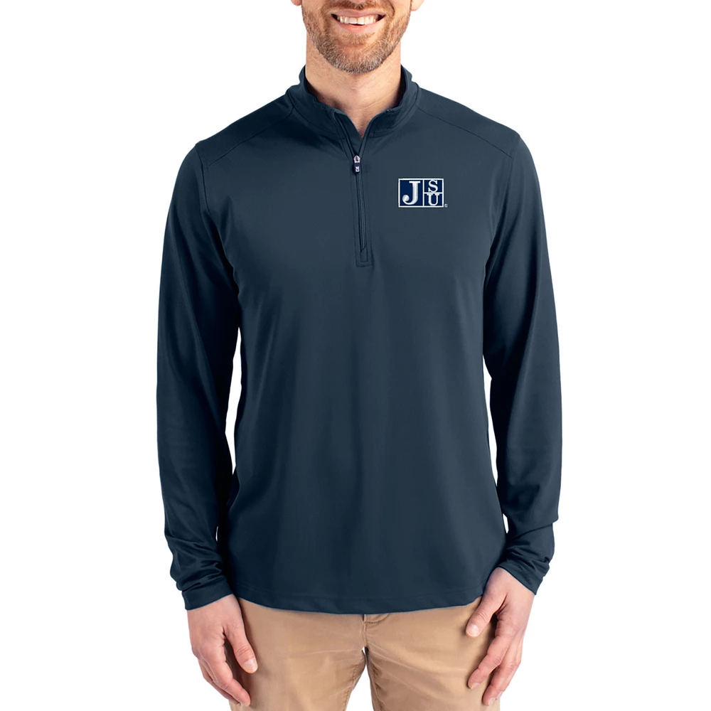 Men's Cutter & Buck Navy Jackson State Tigers Virtue DryTec Quarter-Zip Pullover