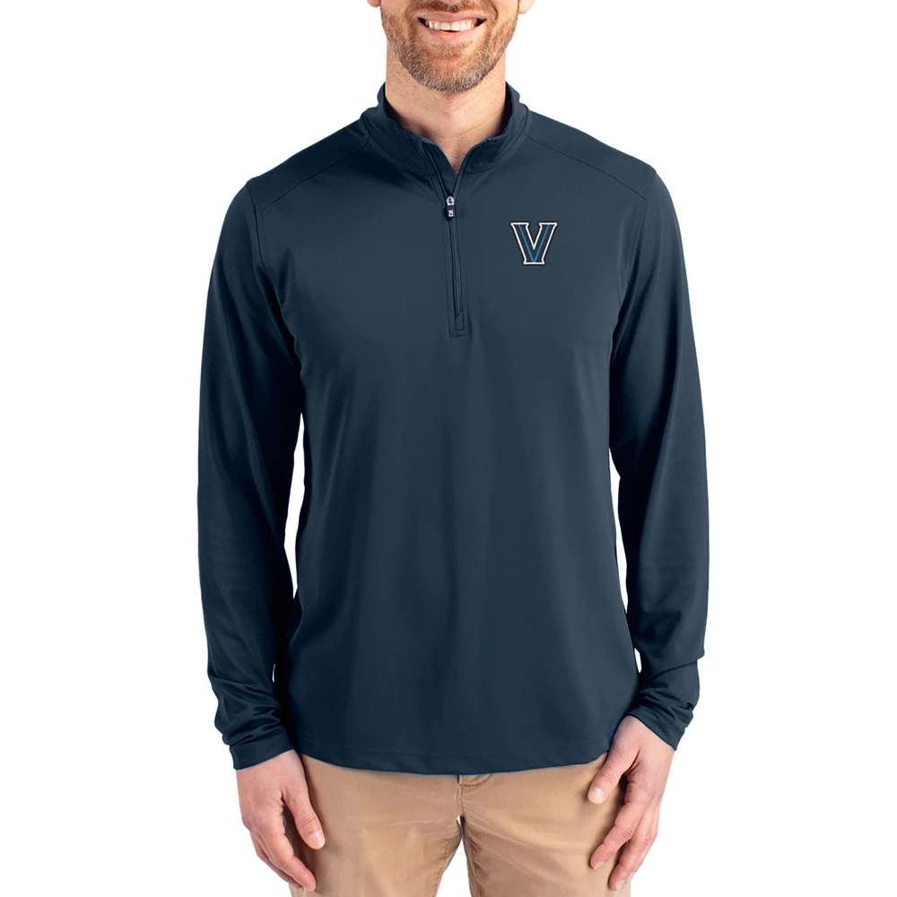 Men's Cutter & Buck Navy Villanova Wildcats Virtue DryTec Quarter-Zip Pullover