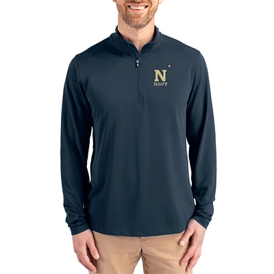 Men's Cutter & Buck Navy Midshipmen Virtue DryTec Quarter-Zip Pullover