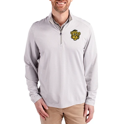 Men's Cutter & Buck Gray Missouri Tigers Virtue Micro Stripe DryTec Quarter-Zip Pullover