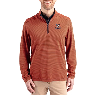 Men's Cutter & Buck Virginia Cavaliers Virtue Micro Stripe DryTec Quarter-Zip Pullover