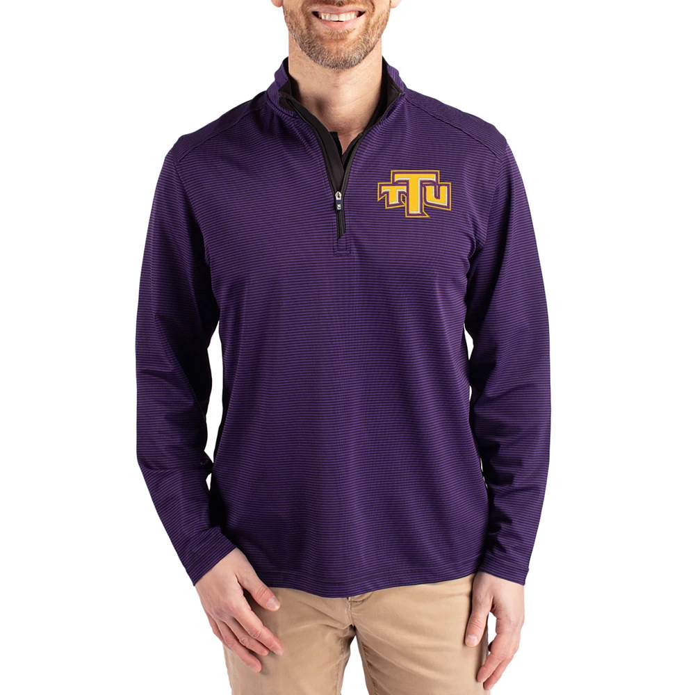 Men's Cutter & Buck Tennessee Tech Golden Eagles Virtue Micro Stripe DryTec Quarter-Zip Pullover