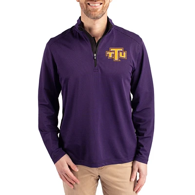 Men's Cutter & Buck Tennessee Tech Golden Eagles Virtue Micro Stripe DryTec Quarter-Zip Pullover