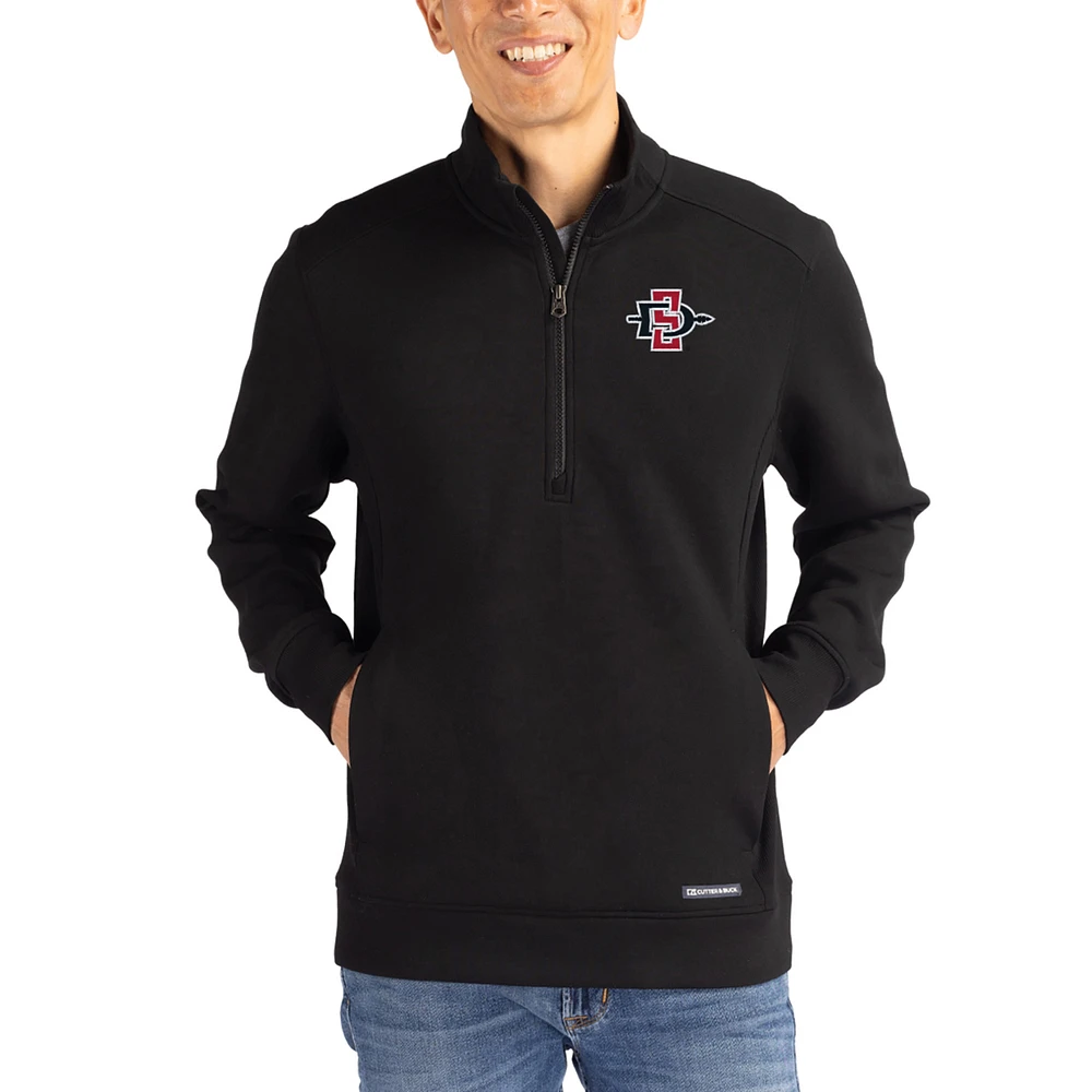 Men's Cutter & Buck Black San Diego State Aztecs Roam Eco Recycled Quarter-Zip Pullover
