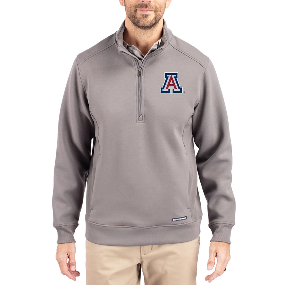 Men's Cutter & Buck Gray Arizona Wildcats Roam Eco Recycled Quarter-Zip Pullover