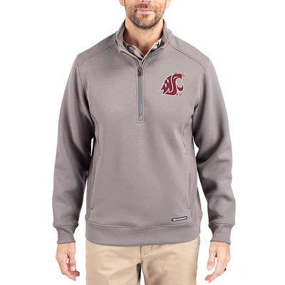 Men's Cutter & Buck Gray Washington State Cougars Roam Eco Recycled Quarter-Zip Pullover