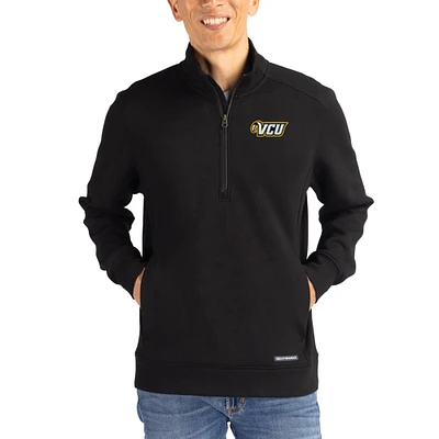 Men's Cutter & Buck Black VCU Rams Roam Eco Recycled Quarter-Zip Pullover