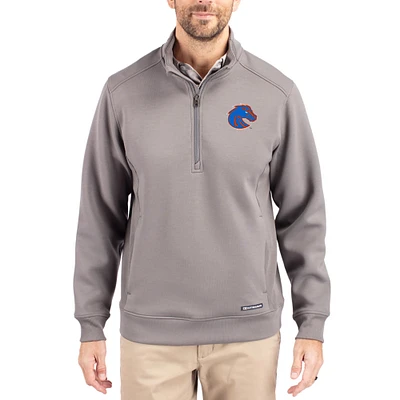 Men's Cutter & Buck Gray Boise State Broncos Roam Eco Recycled Quarter-Zip Pullover