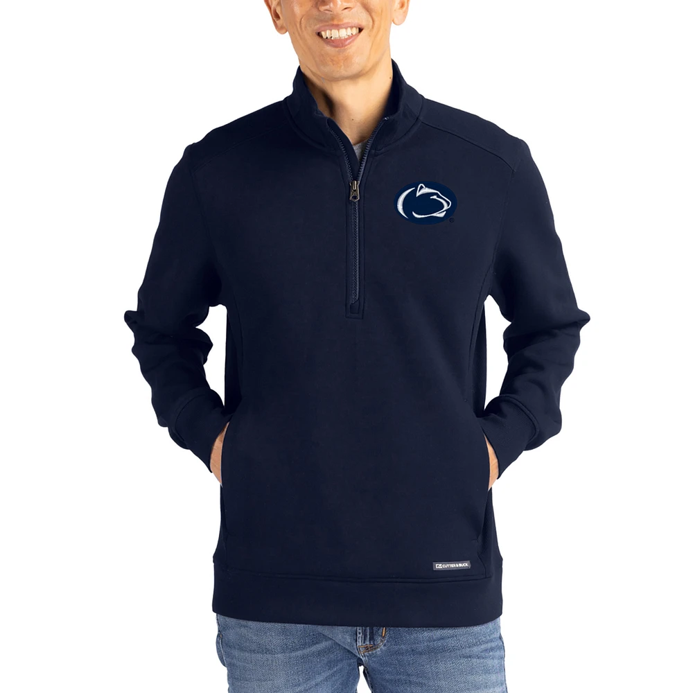 Men's Cutter & Buck Navy Penn State Nittany Lions Roam Eco Recycled Quarter-Zip Pullover