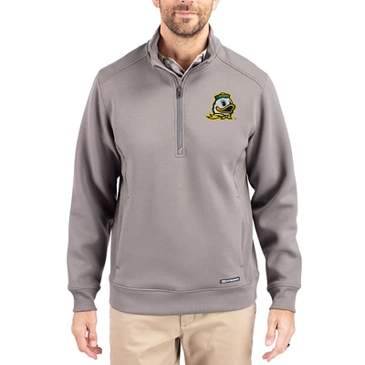 Men's Cutter & Buck Gray Oregon Ducks Roam Eco Recycled Quarter-Zip Pullover