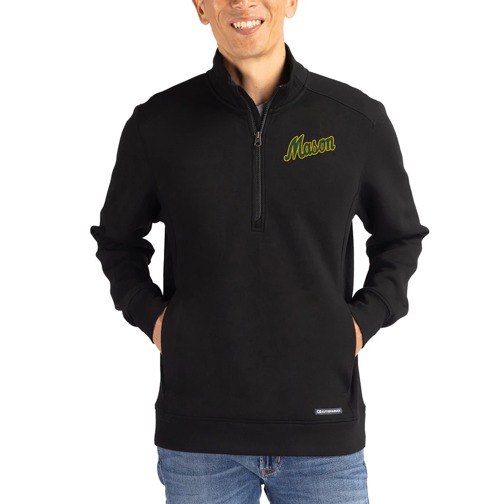 Men's Cutter & Buck George Mason Patriots Roam Eco Recycled Quarter-Zip Pullover