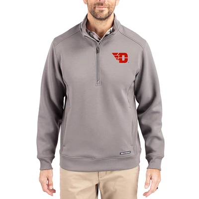 Men's Cutter & Buck Gray Dayton Flyers Roam Eco Recycled Quarter-Zip Pullover