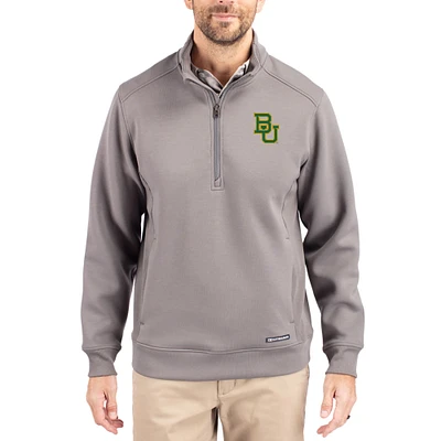 Men's Cutter & Buck Gray Baylor Bears Roam Eco Recycled Quarter-Zip Pullover