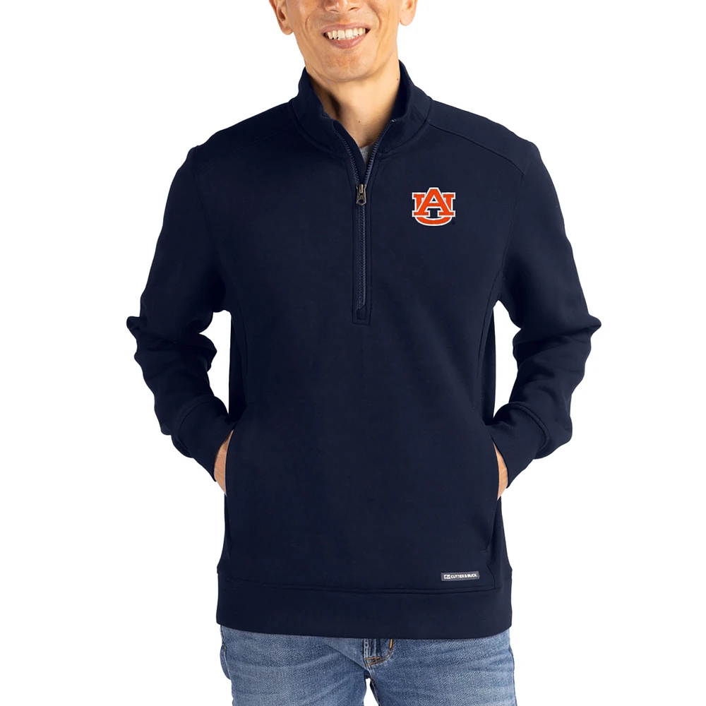 Men's Cutter & Buck Navy Auburn Tigers Roam Eco Recycled Quarter-Zip Pullover
