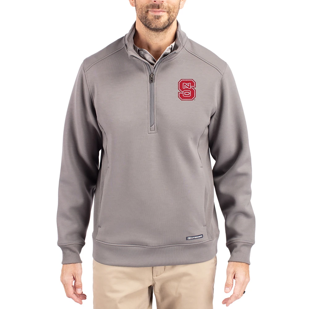 Men's Cutter & Buck Gray NC State Wolfpack Roam Eco Recycled Quarter-Zip Pullover
