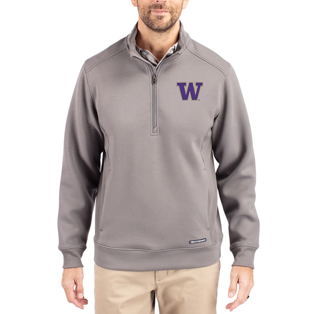 Men's Cutter & Buck Gray Washington Huskies Roam Eco Recycled Quarter-Zip Pullover