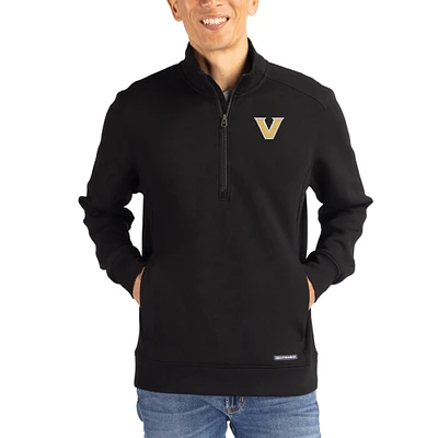 Men's Cutter & Buck Black Vanderbilt Commodores Roam Eco Recycled Quarter-Zip Pullover