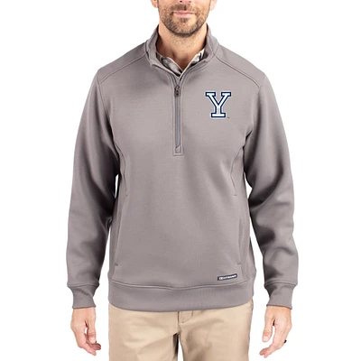 Men's Cutter & Buck Gray Yale Bulldogs Roam Eco Recycled Quarter-Zip Pullover