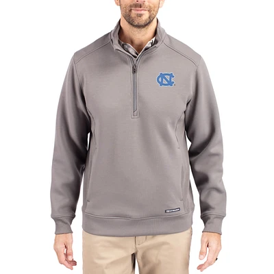 Men's Cutter & Buck Gray North Carolina Tar Heels Roam Eco Recycled Quarter-Zip Pullover