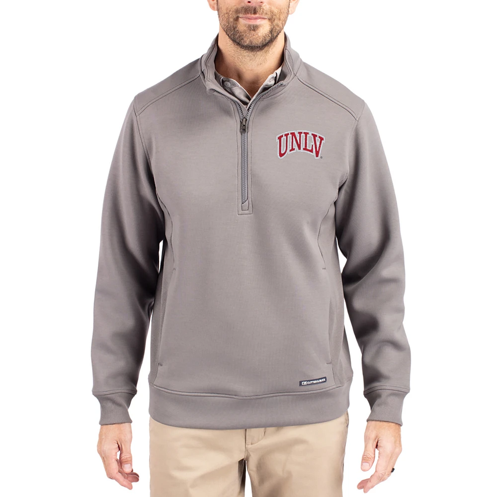 Men's Cutter & Buck Gray UNLV Rebels Roam Eco Recycled Quarter-Zip Pullover