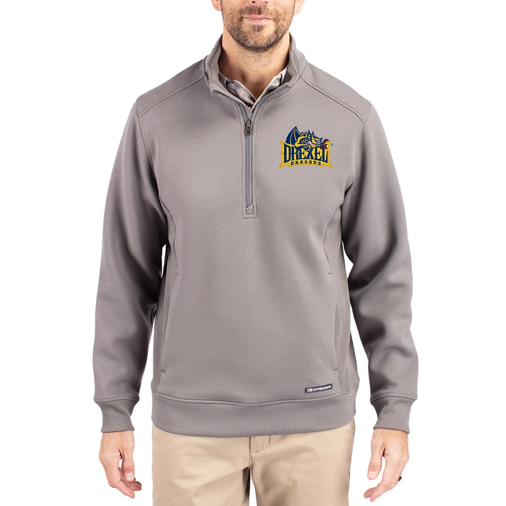 Men's Cutter & Buck Gray Drexel Dragons Roam Eco Recycled Quarter-Zip Pullover