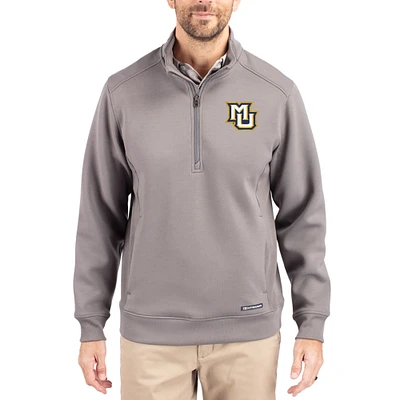 Men's Cutter & Buck Gray Marquette Golden Eagles Roam Eco Recycled Quarter-Zip Pullover