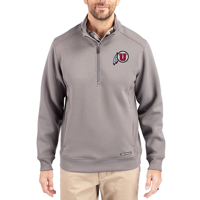 Men's Cutter & Buck Gray Utah Utes Roam Eco Recycled Quarter-Zip Pullover