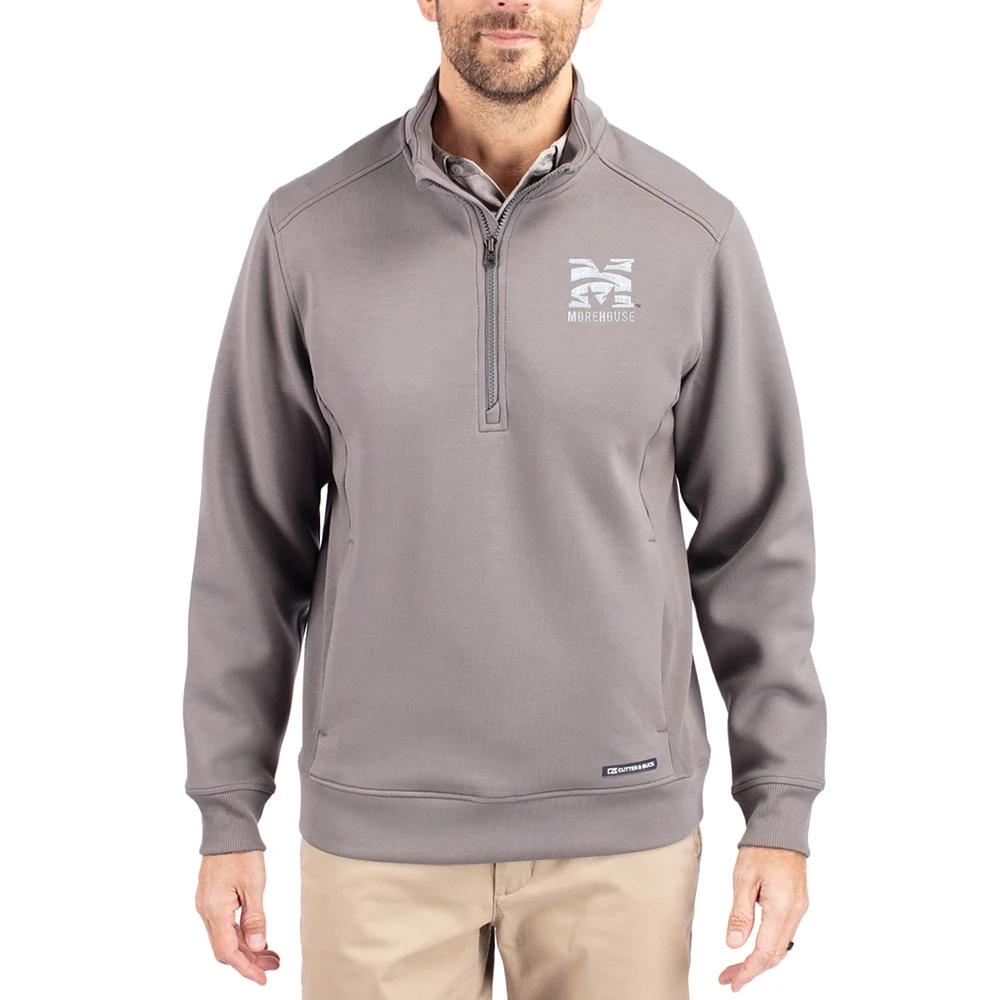 Men's Cutter & Buck Gray Morehouse Maroon Tigers Roam Eco Recycled Quarter-Zip Pullover