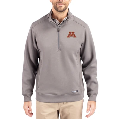 Men's Cutter & Buck Gray Minnesota Golden Gophers Roam Eco Recycled Quarter-Zip Pullover