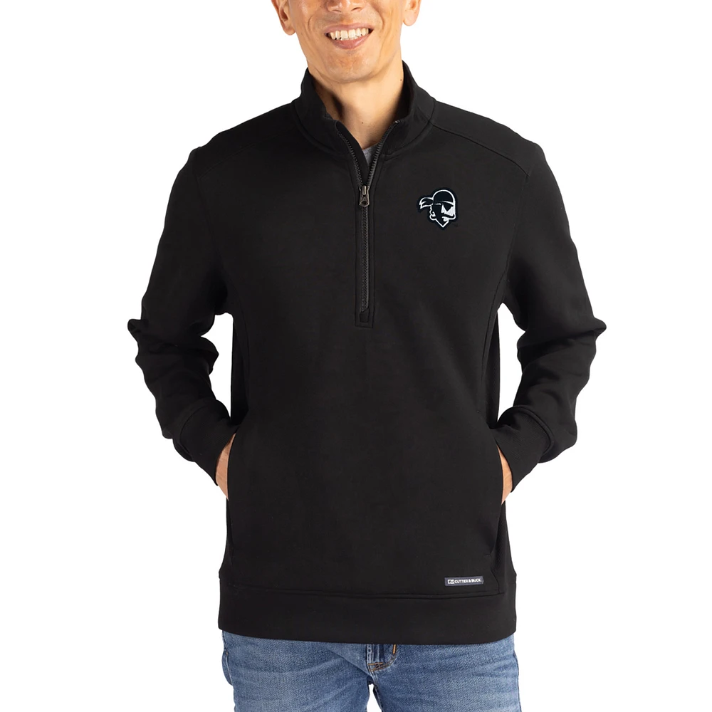 Men's Cutter & Buck Black Seton Hall Pirates Roam Eco Recycled Quarter-Zip Pullover