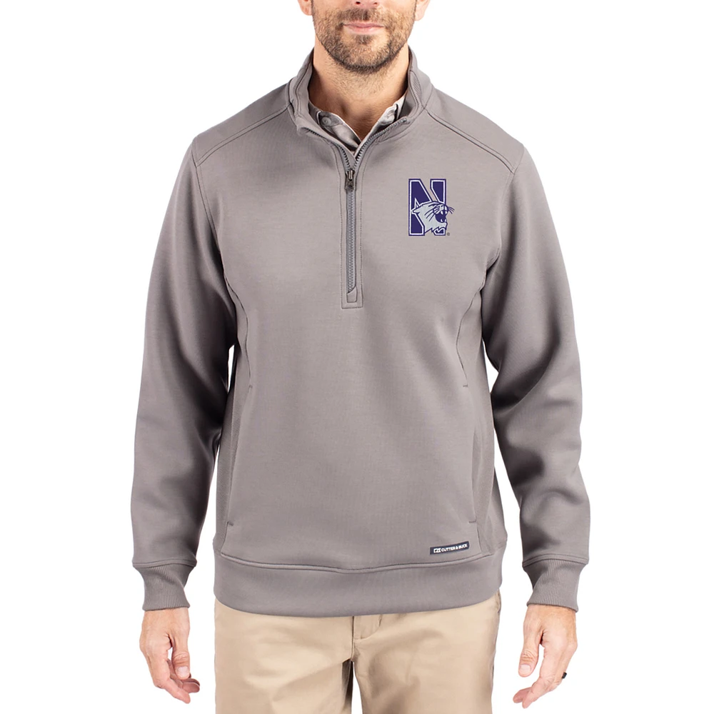 Men's Cutter & Buck Gray Northwestern Wildcats Roam Eco Recycled Quarter-Zip Pullover