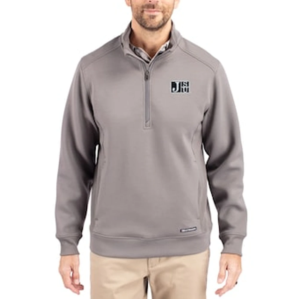 Men's Cutter & Buck Jackson State Tigers Roam Eco Recycled Quarter-Zip Pullover