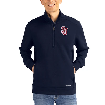 Men's Cutter & Buck Navy St. John's Red Storm Roam Eco Recycled Quarter-Zip Pullover