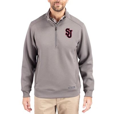Men's Cutter & Buck Gray St. John's Red Storm Roam Eco Recycled Quarter-Zip Pullover