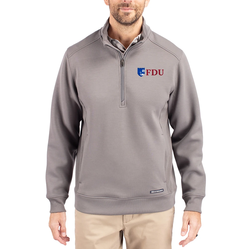Men's Cutter & Buck Gray Fairleigh Dickinson Knights Roam Eco Recycled Quarter-Zip Pullover