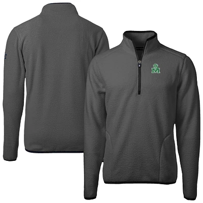 Men's Cutter & Buck Marshall Thundering Herd Cascade Eco Sherpa Fleece Quarter-Zip Pullover Jacket