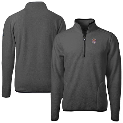 Men's Cutter & Buck Gray LSU Tigers Cascade Eco Sherpa Fleece Quarter-Zip Pullover Jacket