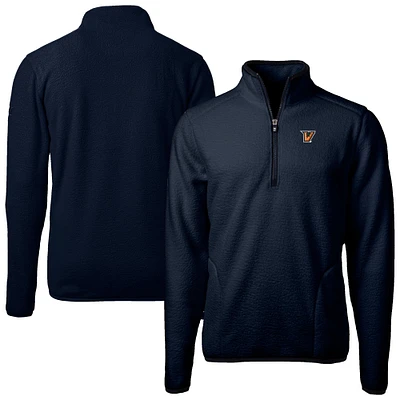 Men's Cutter & Buck Navy Texas-Rio Grande Valley Vaqueros Cascade Eco Sherpa Fleece Quarter-Zip Pullover Jacket