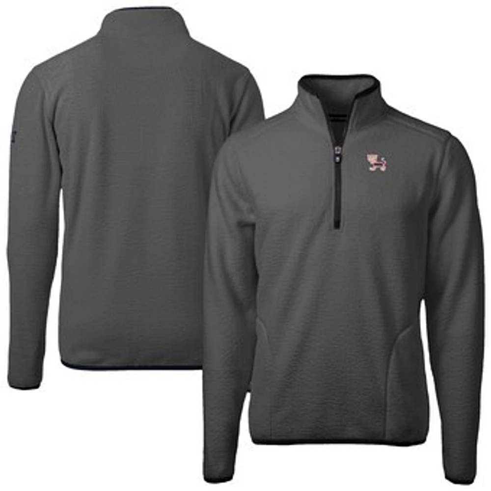Men's Cutter & Buck Gray Clemson Tigers Cascade Eco Sherpa Fleece Quarter-Zip Pullover Jacket