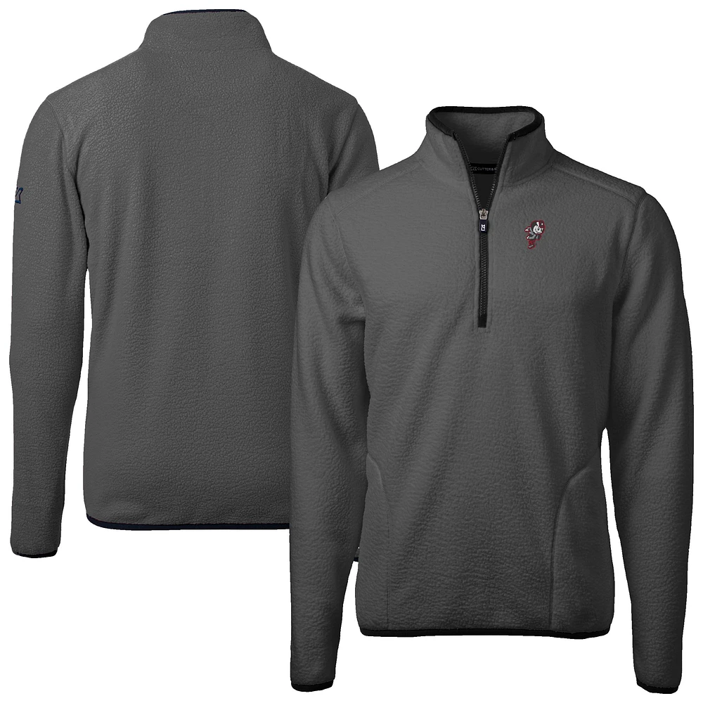 Men's Cutter & Buck Gray Ohio State Buckeyes Cascade Eco Sherpa Fleece Quarter-Zip Pullover Jacket