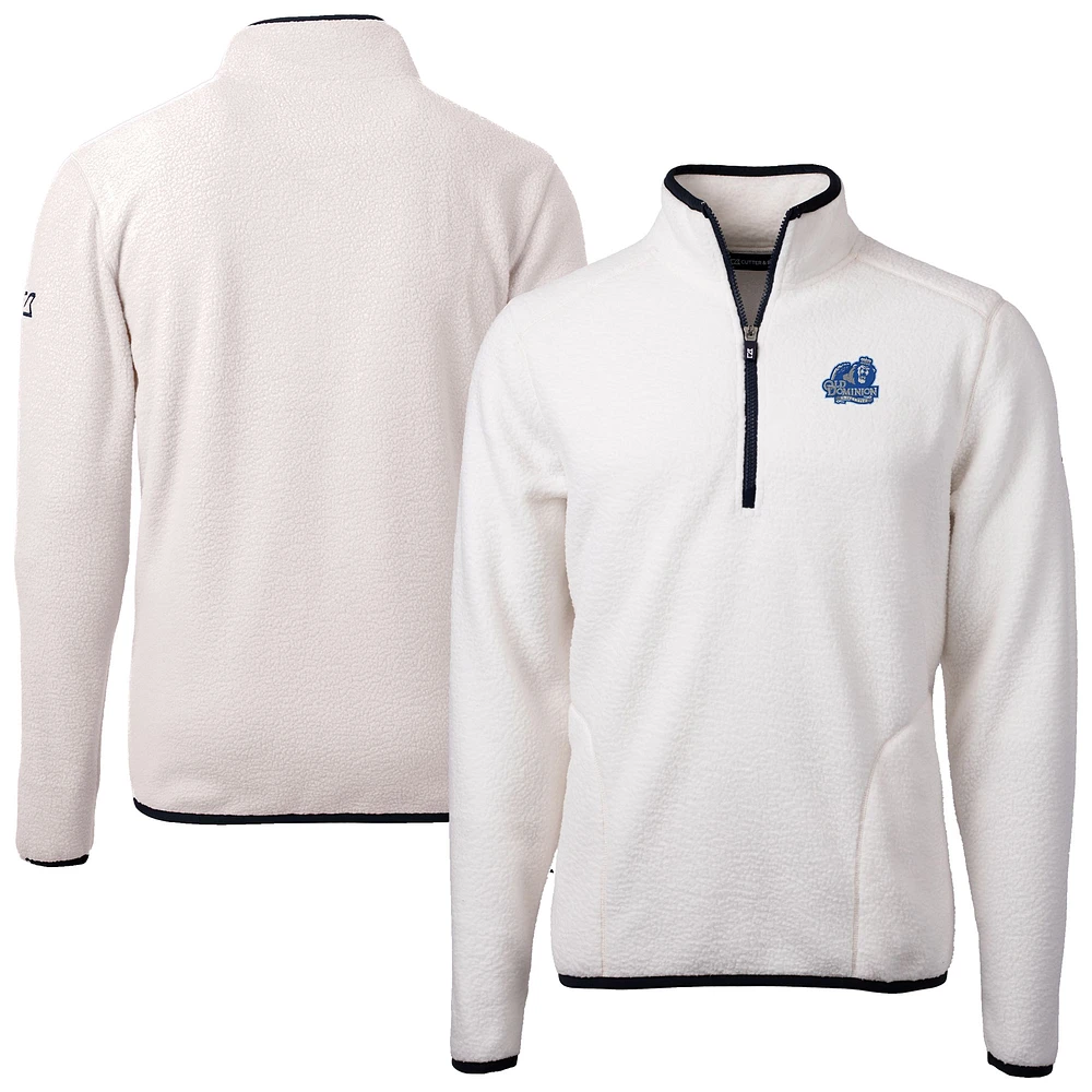 Men's Cutter & Buck Oatmeal Old Dominion Monarchs Cascade Eco Sherpa Fleece Quarter-Zip Pullover Jacket
