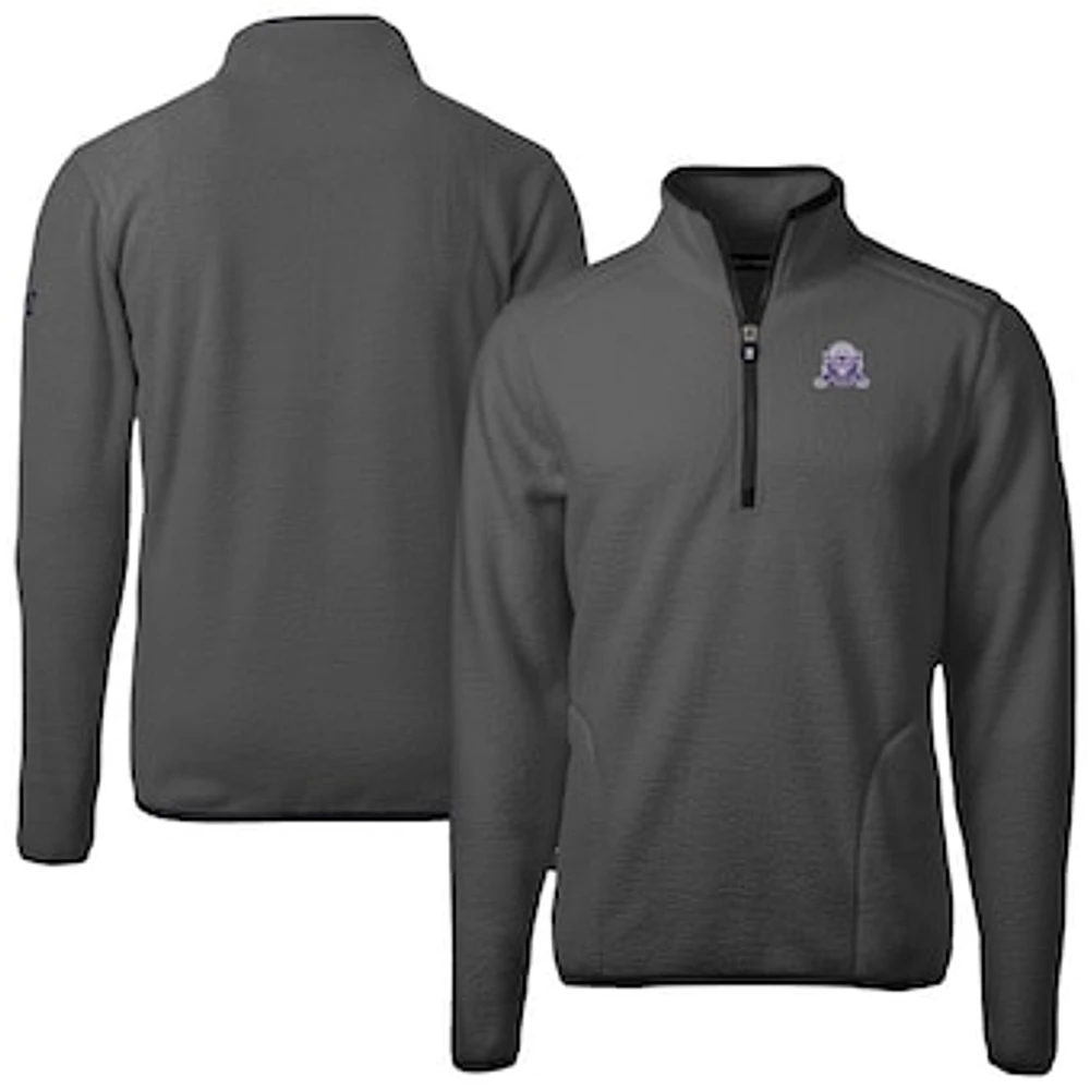 Men's Cutter & Buck Gray Northwestern Wildcats Cascade Eco Sherpa Fleece Quarter-Zip Pullover Jacket