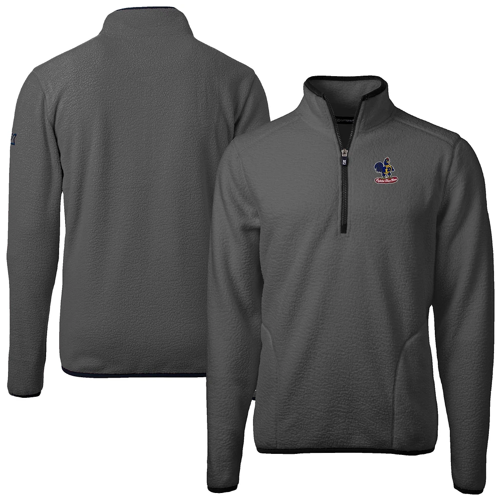 Men's Cutter & Buck Gray Delaware Fightin' Blue Hens Cascade Eco Sherpa Fleece Quarter-Zip Pullover Jacket