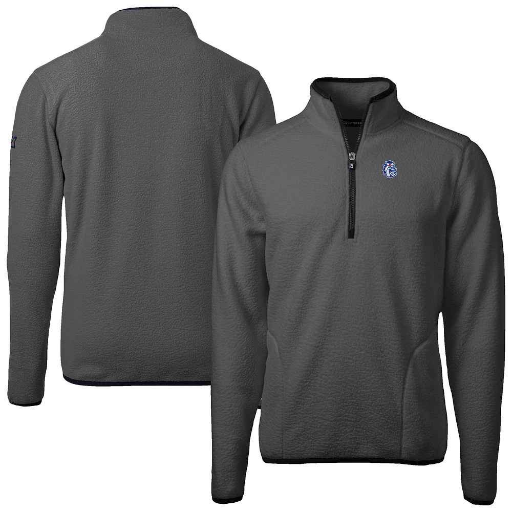 Men's Cutter & Buck Gray Fresno State Bulldogs Cascade Eco Sherpa Fleece Quarter-Zip Pullover Jacket