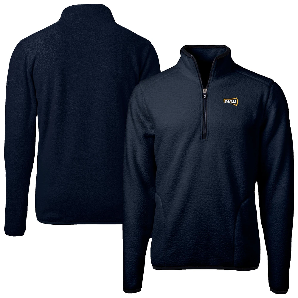 Men's Cutter & Buck Navy Northern Arizona Lumberjacks Cascade Eco Sherpa Fleece Quarter-Zip Pullover Jacket