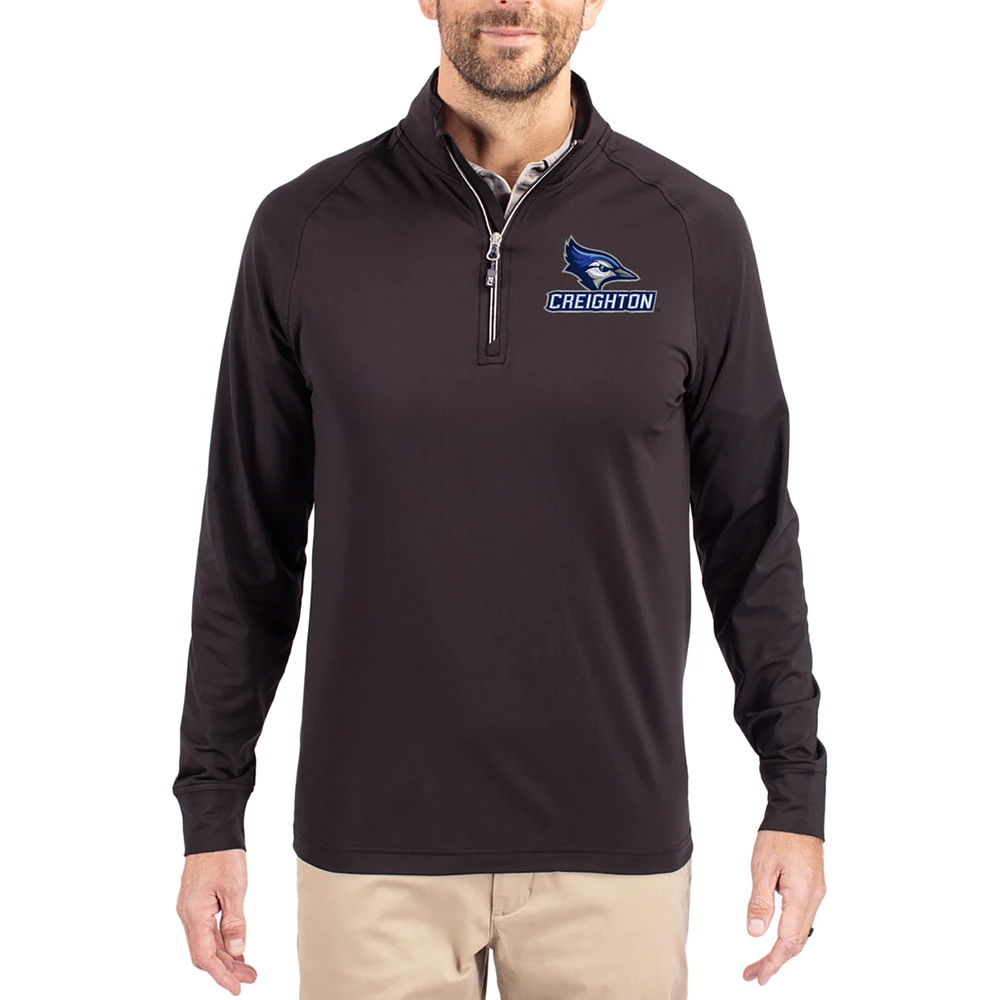 Men's Cutter & Buck Creighton Bluejays Adapt Eco Knit Stretch Recycled Quarter-Zip Pullover