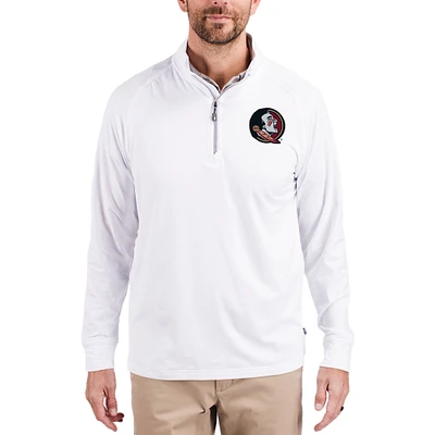 Men's Cutter & Buck Florida State Seminoles Adapt Eco Knit Stretch Recycled Quarter-Zip Pullover