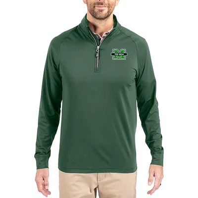Men's Cutter & Buck Marshall Thundering Herd Adapt Eco Knit Stretch Recycled Quarter-Zip Pullover
