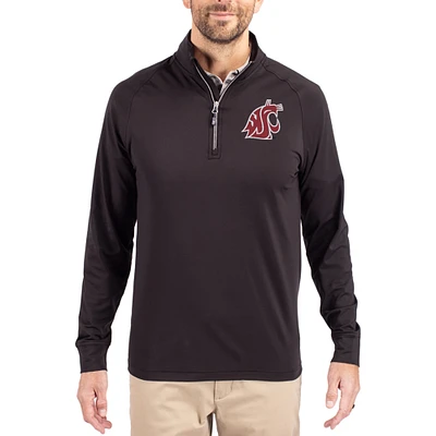 Men's Cutter & Buck Washington State Cougars Adapt Eco Knit Stretch Recycled Quarter-Zip Pullover